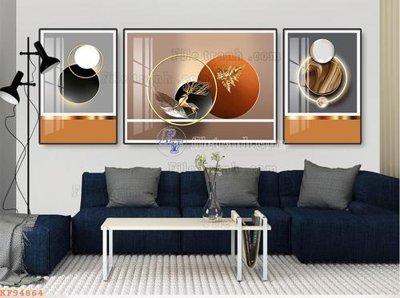 Tải file File tranh hiện đại pha lê gương KF94864 (gốc) chủ đề hoa sen