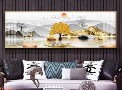 File tranh File tranh hiện đại pha lê gương KF95040 (bản gốc) in lụa dán tường