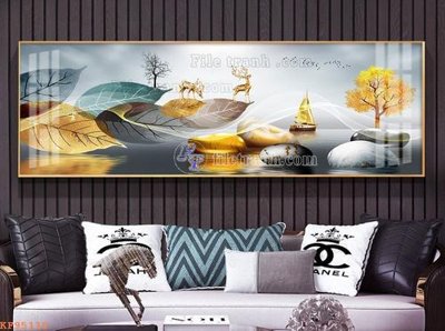 File gốc File tranh hiện đại pha lê gương KF95110 (in lụa) tranh phong thủy