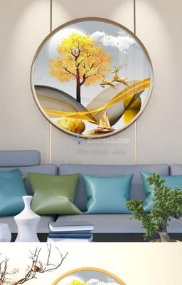 File tranh File tranh hiện đại pha lê gương KF95289 (gốc) chủ đề thiên nhiên