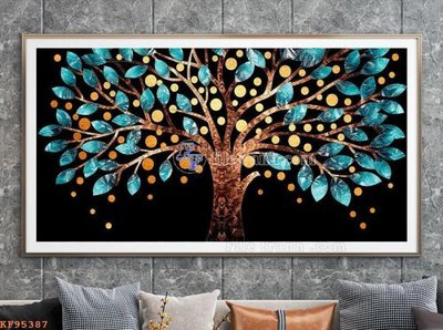 File in trần File tranh hiện đại pha lê gương KF95387 (bản gốc) đại dương