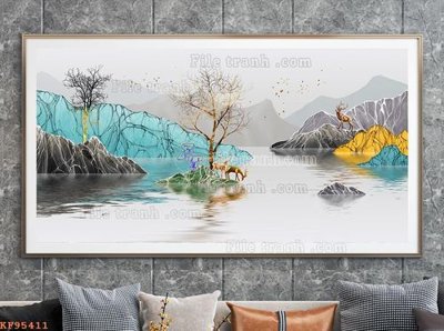 File gốc File tranh hiện đại pha lê gương KF95411 (trang trí) phòng làm việc