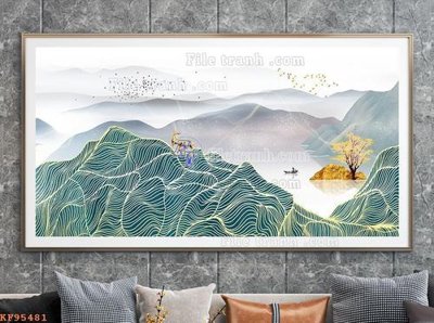 File tranh File tranh hiện đại pha lê gương KF95481 (gốc) chủ đề thiên nhiên