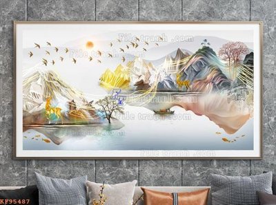 Download file File tranh hiện đại pha lê gương KF95487 (gốc) in mica đèn LED