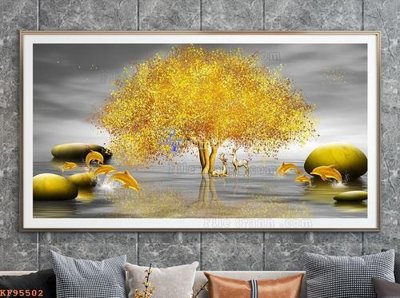 File gốc File tranh hiện đại pha lê gương KF95502 (in lụa) trang trí tường