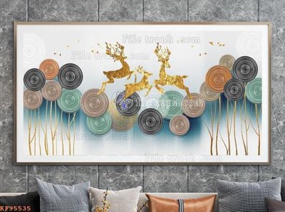 Ảnh gốc File tranh hiện đại pha lê gương KF95535 (nét căng) in mica