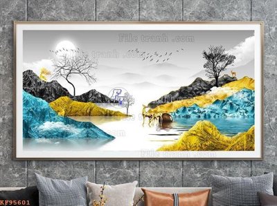 File gốc File tranh hiện đại pha lê gương KF95601 (bản quyền) cho in ấn