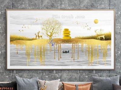 File tranh File tranh hiện đại pha lê gương KF95622 (bản gốc) trang trí văn phòng