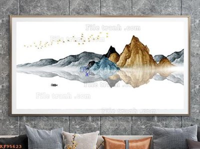 File gốc File tranh hiện đại pha lê gương KF95623 (in tráng gương) hiện đại