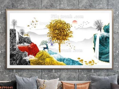 File PSD File tranh hiện đại pha lê gương KF95645 (bản gốc) đã tách nền