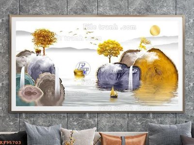 Hình ảnh file gốc in lụa File tranh hiện đại pha lê gương KF95703