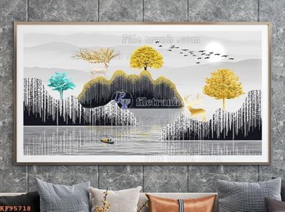 File gốc File tranh hiện đại pha lê gương KF95718 (ảnh chi tiết) để in ấn