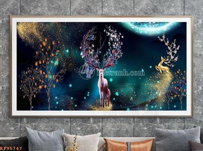File in ấn File tranh hiện đại pha lê gương KF95747 chuyên nghiệp