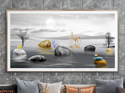 File in ấn cao cấp File tranh hiện đại pha lê gương KF95769 (file gốc)