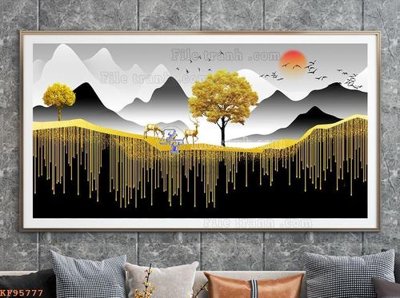 File in ấn cao cấp File tranh hiện đại pha lê gương KF95777 (file gốc)