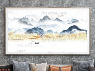 File in lụa File tranh hiện đại pha lê gương KF95900 (hoa văn) File tranh hiện đại pha lê gương KF95900