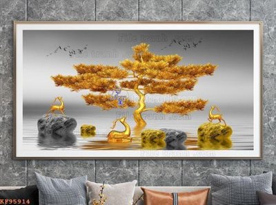 Ảnh gốc File tranh hiện đại pha lê gương KF95914 (độ nét cao) in mica