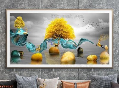 Tải file File tranh hiện đại pha lê gương KF96027 (gốc) làm file in ấn