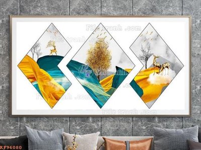 File tranh File tranh hiện đại pha lê gương KF96080 (gốc) in vải canvas