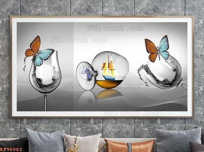 Hình ảnh file gốc in lụa File tranh hiện đại pha lê gương KF96082