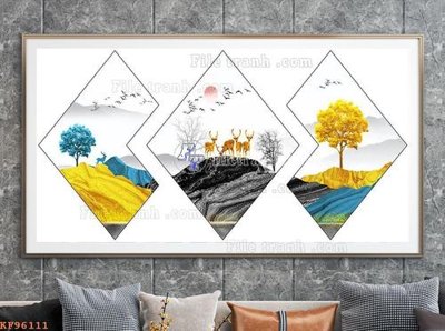 Download file gốc File tranh hiện đại pha lê gương KF96111 (in lụa) tranh 3D