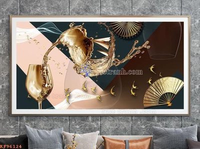 File gốc File tranh hiện đại pha lê gương KF96124 (ảnh chi tiết) để in lụa