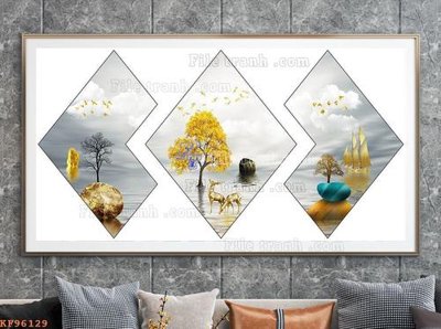 File gốc File tranh hiện đại pha lê gương KF96129 (in 3D) cho trang trí