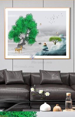 File gốc File tranh hiện đại pha lê gương KF96244 (in lụa) họa tiết 3D