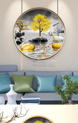 File tranh File tranh hiện đại pha lê gương KF96628 (ảnh gốc) in trần nhà