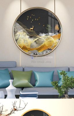 File gốc File tranh hiện đại pha lê gương KF96693 (in lụa) tranh thuận buồm