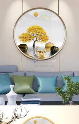 File in lụa File tranh hiện đại pha lê gương KF96727 (tân cổ điển) File tranh hiện đại pha lê gương KF96727