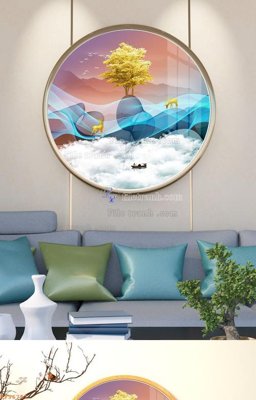 File PSD File tranh hiện đại pha lê gương KF96751 (bản gốc) đã tách nền