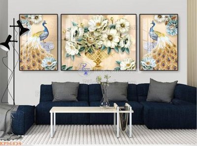 File gốc File tranh hiện đại pha lê gương KF96834 (in lụa) tranh mã đáo