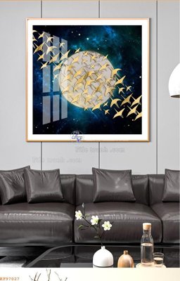 File in trần File tranh hiện đại pha lê gương KF97027 (bản gốc) mây trời