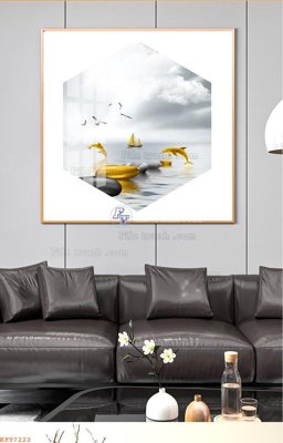 File gốc File tranh hiện đại pha lê gương KF97222 (in lụa) tranh thuận buồm