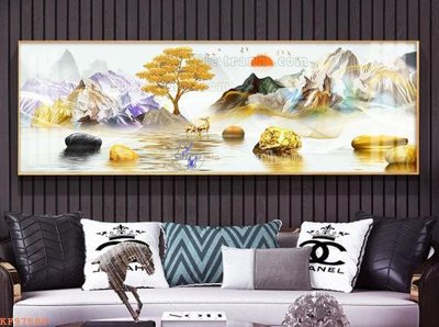 File tranh File tranh hiện đại pha lê gương KF97589 (bản gốc) treo quán cafe