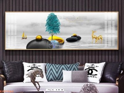 File in lụa File tranh hiện đại pha lê gương KF97944 (hoa văn) File tranh hiện đại pha lê gương KF97944