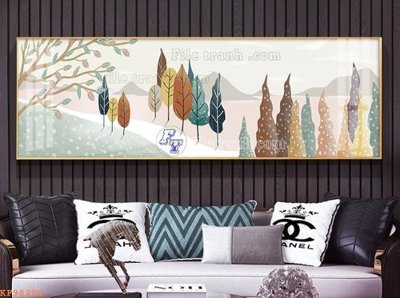 Tải file File tranh hiện đại pha lê gương KF98200 (gốc) chủ đề hoa sen