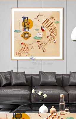 File tranh File tranh hiện đại pha lê gương KF98649 (file gốc) chủ đề phong thủy