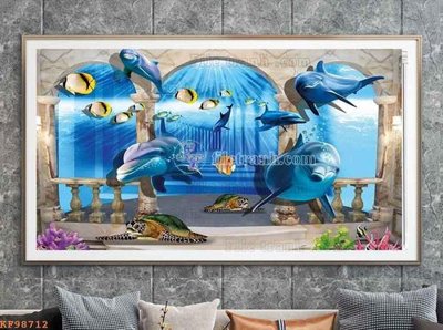 File tranh File tranh hiện đại pha lê gương KF98712 (bản gốc) treo quán cafe