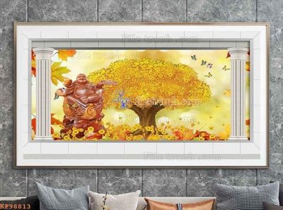 File tranh gốc in trần nhà File tranh hiện đại pha lê gương KF98813 3D