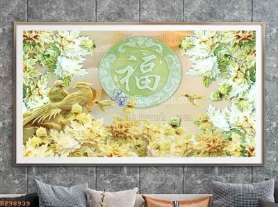 File in ấn File tranh hiện đại pha lê gương KF98939 chuyên nghiệp