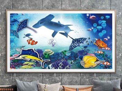 File in mica File tranh hiện đại pha lê gương KF98989 (bản gốc) làm vách ngăn