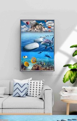 File in trần File tranh hiện đại pha lê gương KF98992 (file gốc) chủ đề vũ trụ