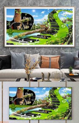 File tranh File tranh hiện đại pha lê gương KF99123 (bản gốc) in lụa 3D