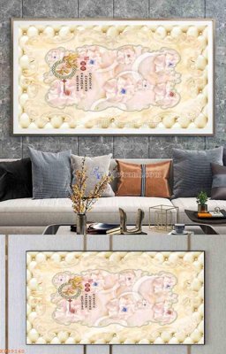 File gốc File tranh hiện đại pha lê gương KF99140 (in lụa) tranh mã đáo