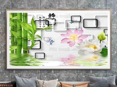 Download file gốc File tranh hiện đại pha lê gương KF99228 (in lụa) hoa lá