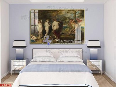 File gốc File tranh treo thiếu nữ khỏa thân nhà nghỉ KT168 (in lụa) tranh phong thủy