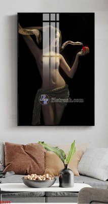 Download file gốc File tranh treo thiếu nữ khỏa thân nhà nghỉ KT285 (in lụa) hoa lá