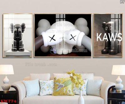 File in trần File tranh kawas gấu bearbrick KW774 (bản gốc) mây trời